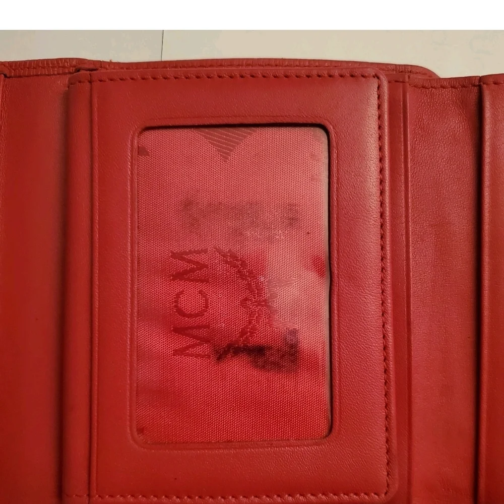 MCM Scarlet Leather Wallet with Gold Accents - Picture 5 of 8